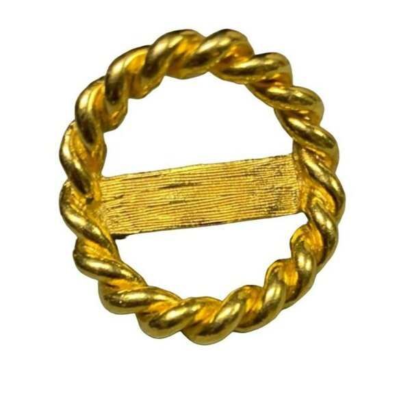 Vintage Gold-Tone Bent Twisted Circular Brooch Pin - Fashionable Retro Jewelry - Picture 1 of 4